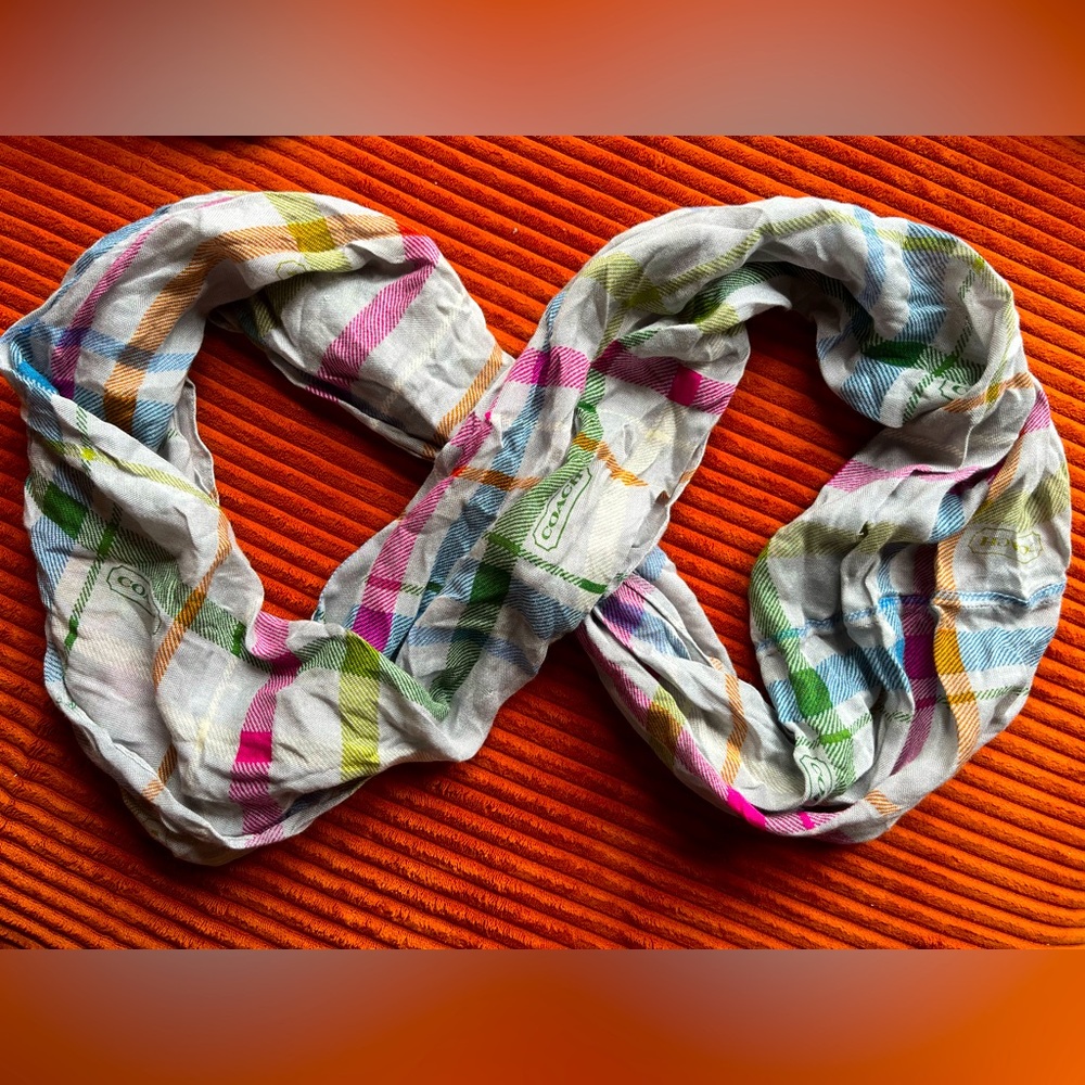Coach Y2K Tattersall Plaid Infinity Scarf